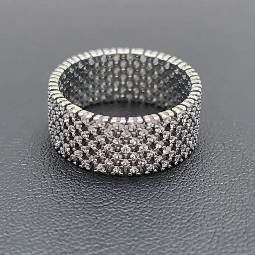 Pandora Mesh Sterling Silver Sparkling Heraldic Ring Size  8